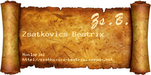 Zsatkovics Beatrix névjegykártya